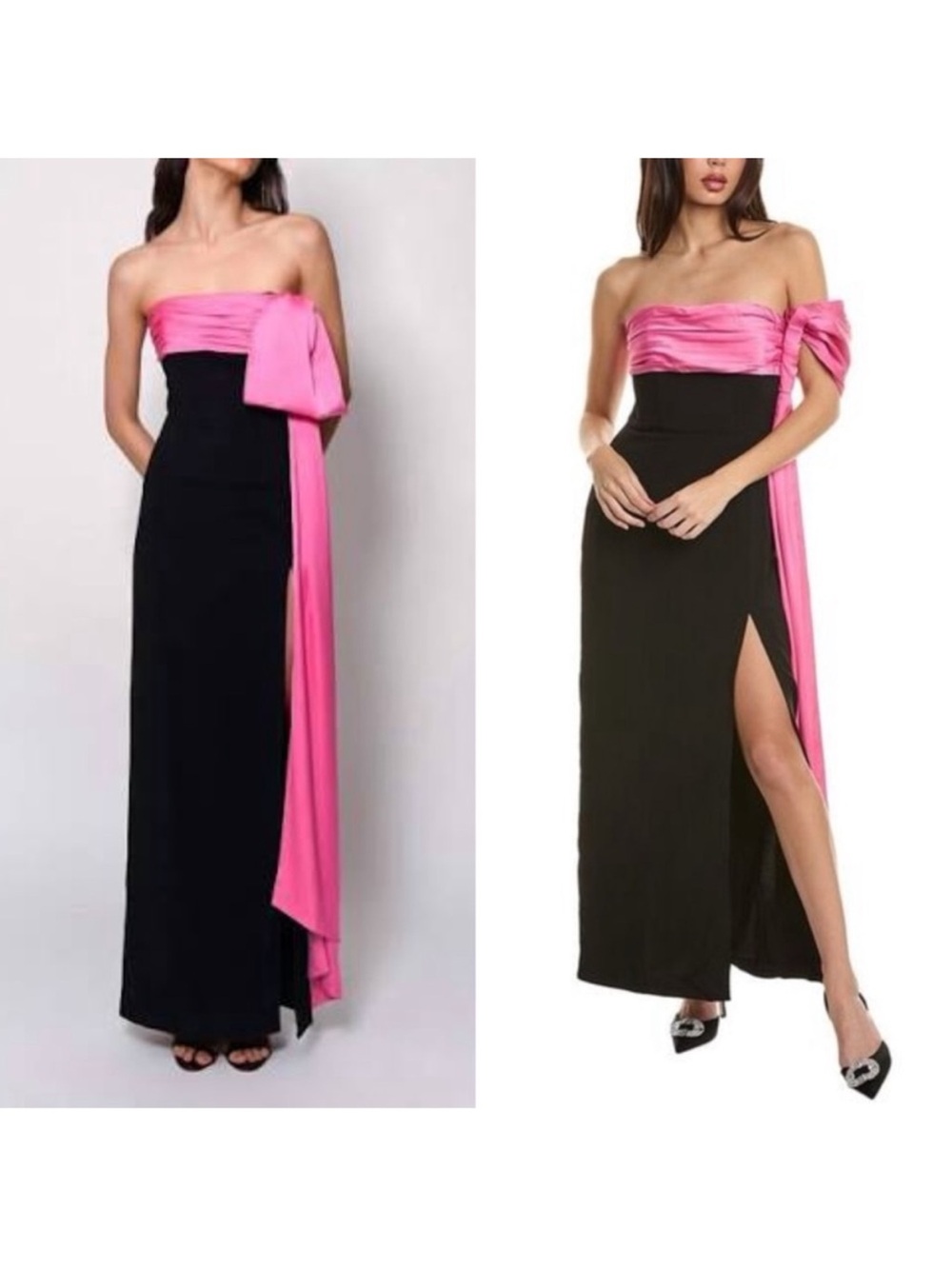 Hutch Black and Hot Pink Strapless Serena Gown